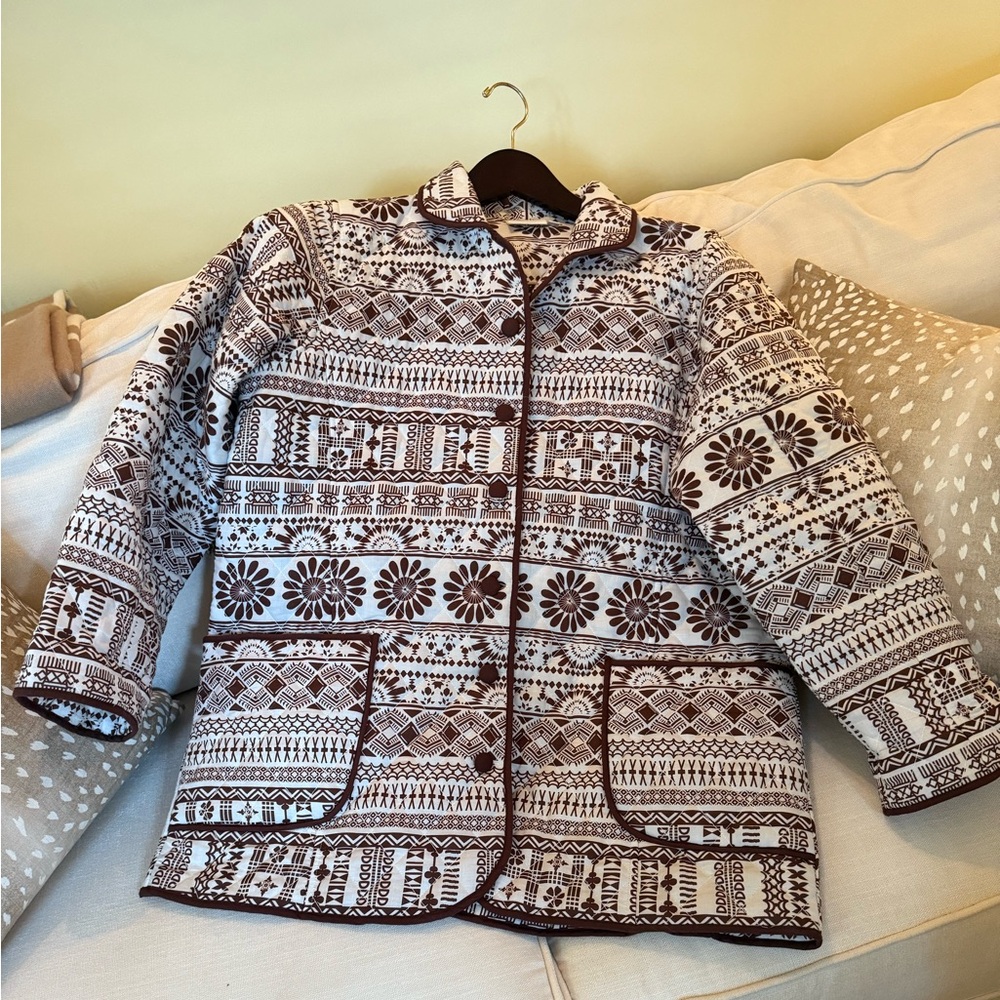 Julia Amory Oversized Dakota jacket, XS, Cocoa brown & white